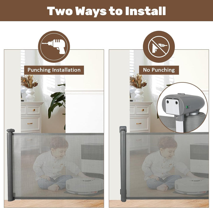 Rückziehbares Netz-Kindersicherheitsgitter mit automatischer Schließvorrichtung – Kivora