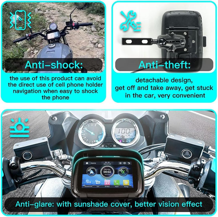 Tragbarer Motorradmonitor mit 5" (12,7 cm) IPS-Bildschirm – RideMate