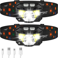 2er-Pack Ultra-Helle Wiederaufladbare LED Stirnlampe mit Bewegungssensor – Lumivor