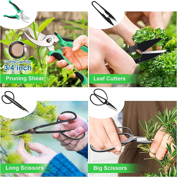 24-teiliges Bonsai-Baum-Pflegekit mit Werkzeugen aus hochlegiertem Stahl und PU-Ledertasche – Sevora