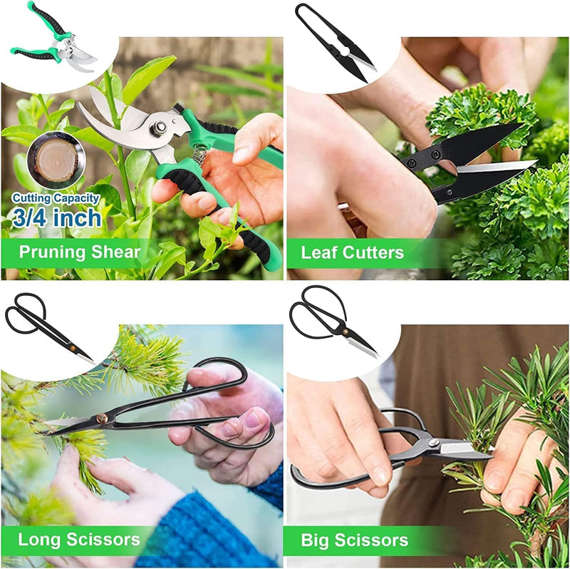 24-teiliges Bonsai-Baum-Pflegekit mit Werkzeugen aus hochlegiertem Stahl und PU-Ledertasche – Sevora