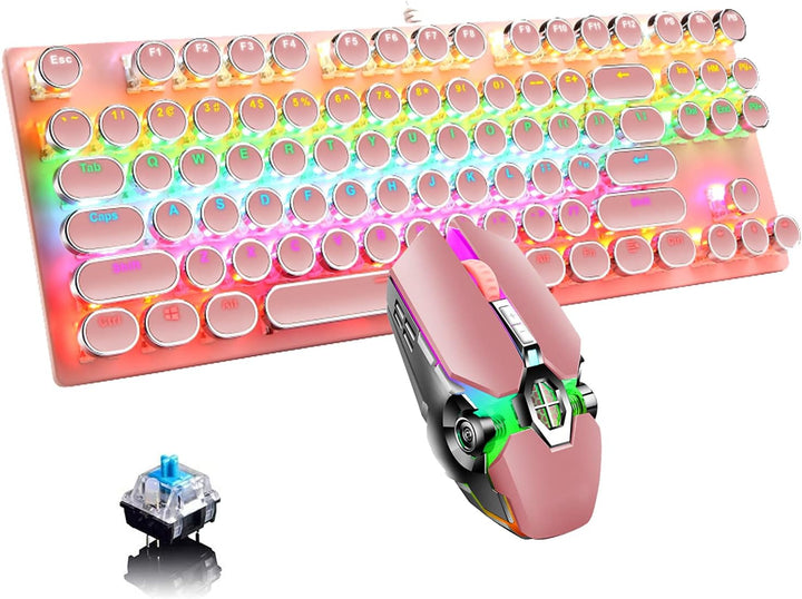 87-Tasten Mechanische Gaming-Tastatur RGB Hinterbeleuchtet Blaue Schalter