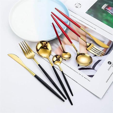 24-teiliges Luxusbesteck aus Edelstahl in Gold-Silber – RoyalGlow