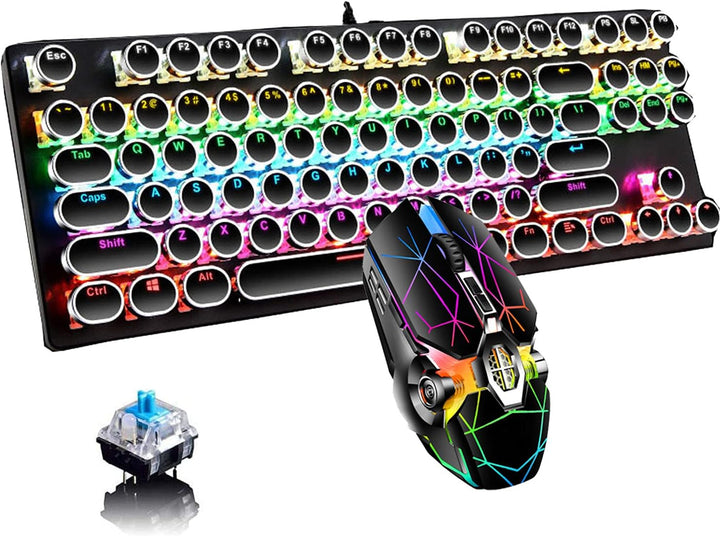 87-Tasten Mechanische Gaming-Tastatur RGB Hinterbeleuchtet Blaue Schalter