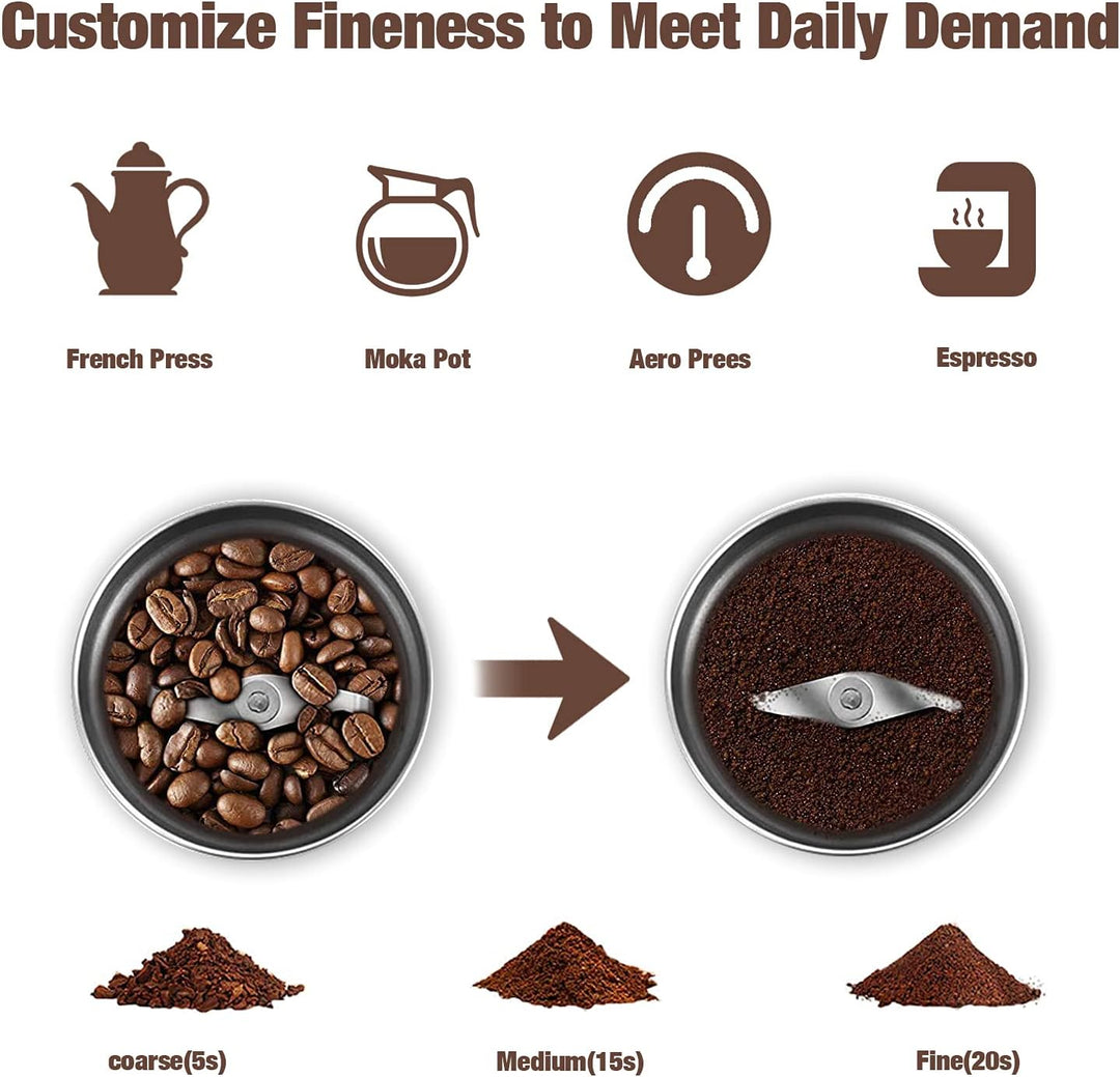 Elektrische Kaffee- und Gewürzmühle mit abnehmbarem Becher – BrewMate