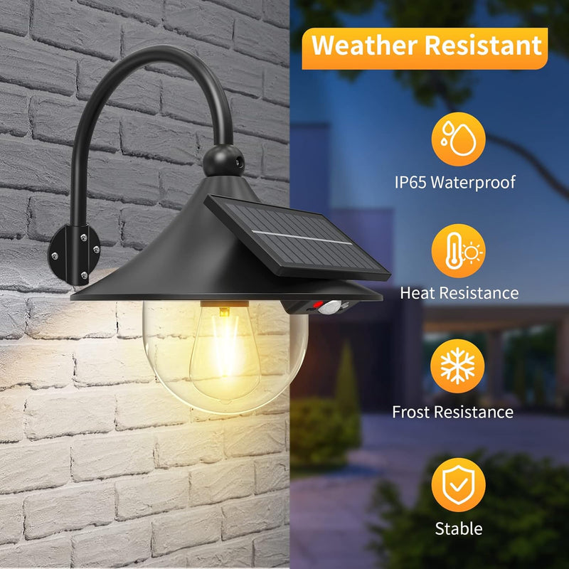 Solarbewegungsmelder für Scheunenwände mit 3 Modi und Flexarm-Design (2er-Pack) – Halden