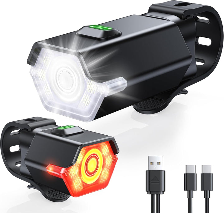 Wiederaufladbares Fahrradlichtset mit 3+6 Modi und Seitenbeleuchtung – RoadBeam