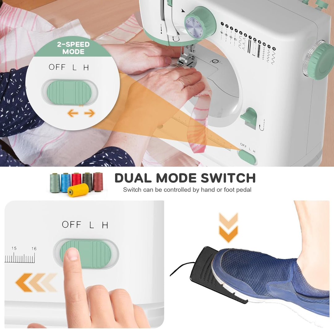 Tragbare Nähmaschine mit 12 Stichen und Erweiterungstisch – StitchPro