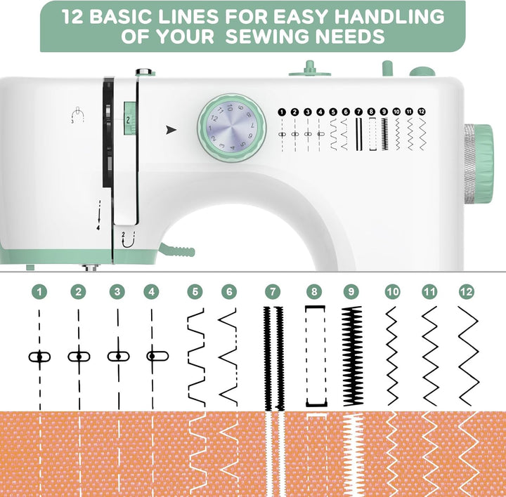 Tragbare Nähmaschine mit 12 Stichen und Erweiterungstisch – StitchPro