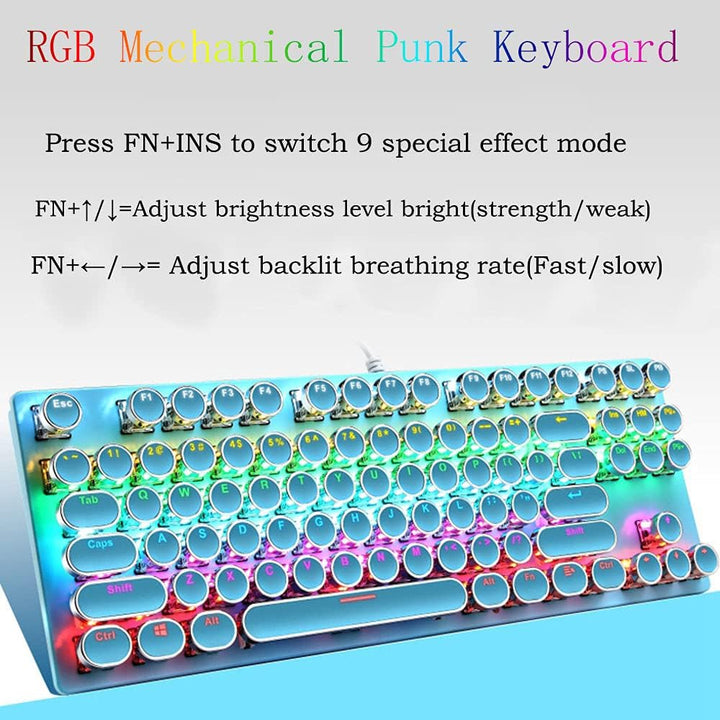 87-Tasten Mechanische Gaming-Tastatur RGB Hinterbeleuchtet Blaue Schalter