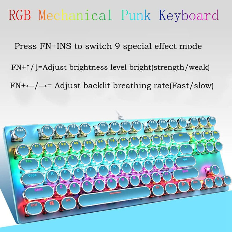 87-Tasten Mechanische Gaming-Tastatur RGB Hinterbeleuchtet Blaue Schalter