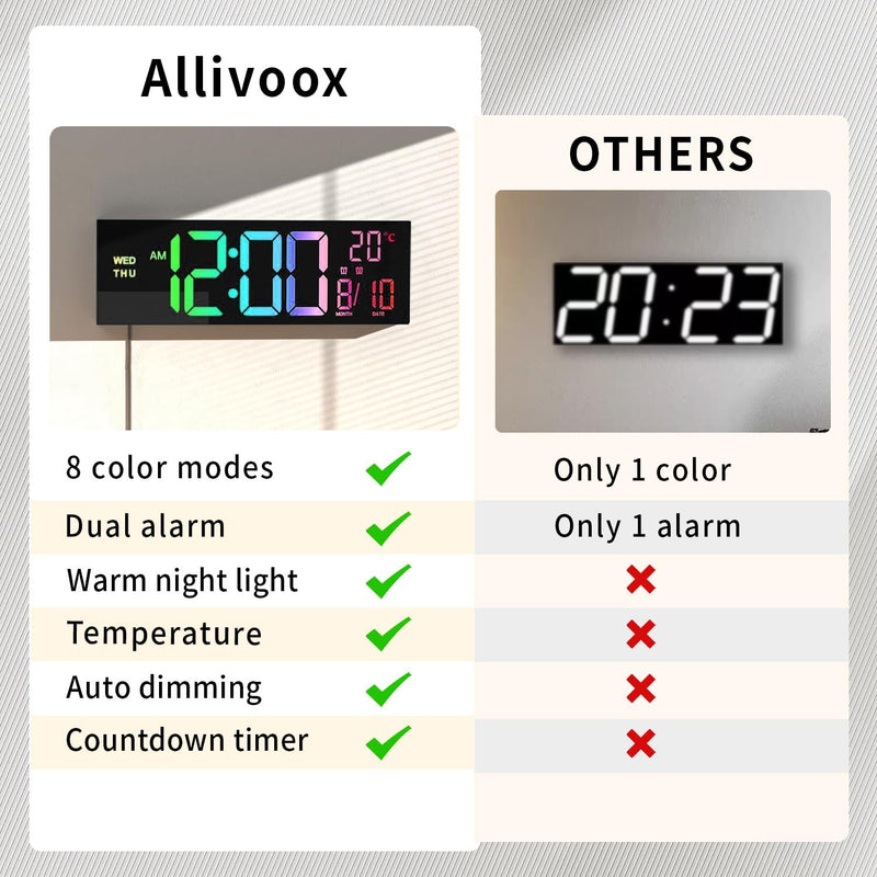 16-Zoll RGB Digitaler Wand- und Tischwecker mit Fernbedienung – Lumeris