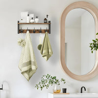Wandgarderobe mit Regal und 5 Metallhaken – Ravora