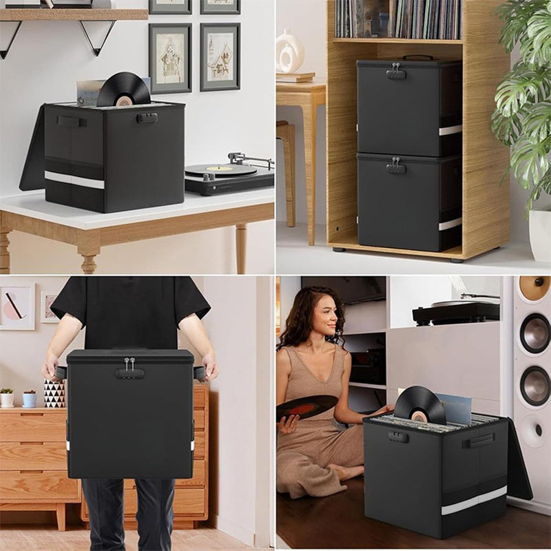 Feuerfester Aufbewahrungskoffer für Schallplatten – Wasserdichter Organizer für 150+ 12-Zoll-Schallplatten – Arcion