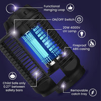 Elektrischer Insektenvernichter mit 20W UV-Licht und 4200V Netz, IPX4 wasserdicht – Zeytra