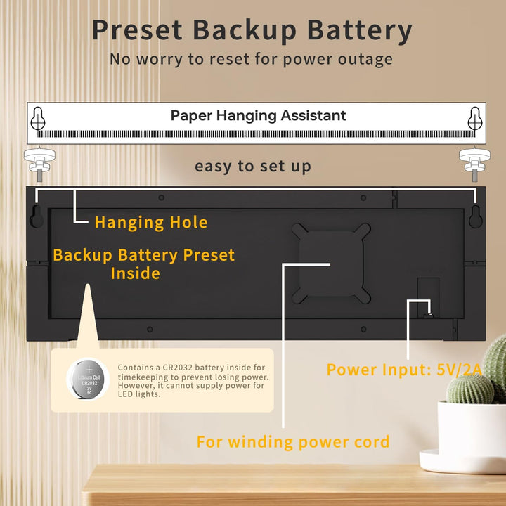 16-Zoll RGB Digitaler Wand- und Tischwecker mit Fernbedienung – Lumeris