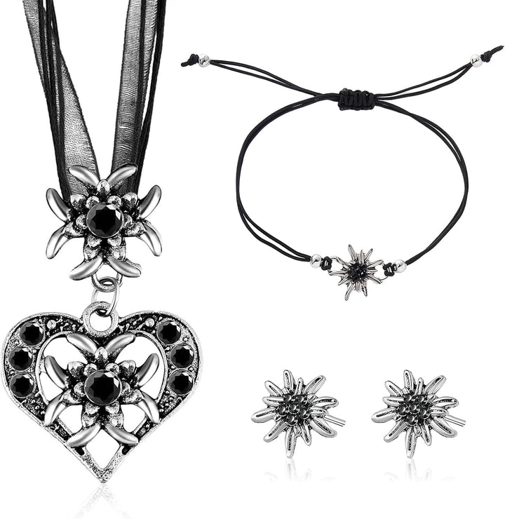 Edelweiß Schmuckset mit Herzanhänger – BergMystik Oktoberfest 2025
