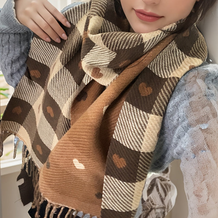 Karierter Damen Schal aus Polyester für Herbst & Winter – Aurelie