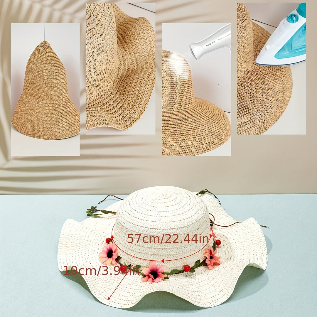 Damen Sommer Strohhut mit Blumen- und Fruchtdetails – Solène
