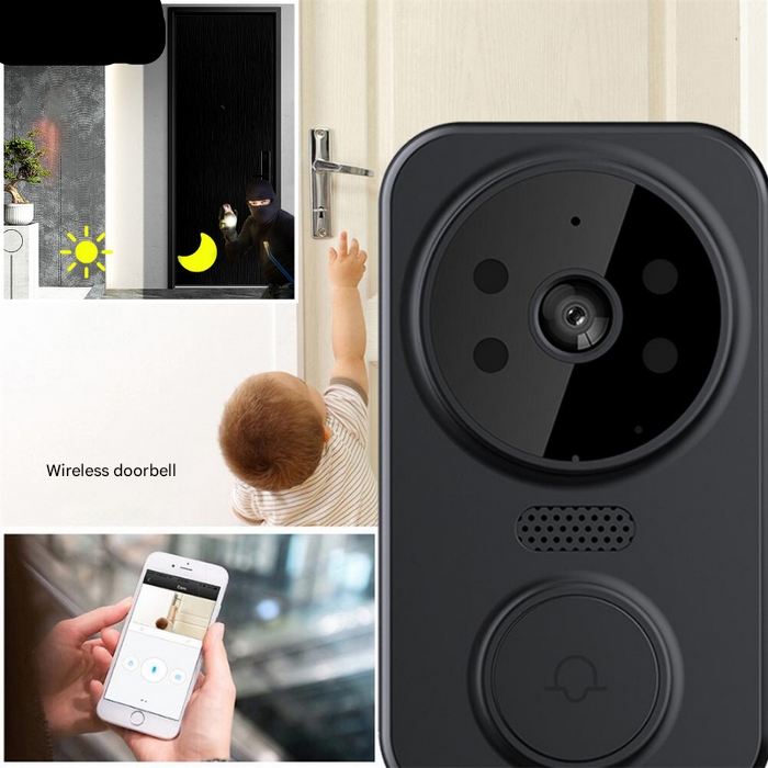 Schwarze Smarte Wi-Fi Türklingel mit Kamera – Noctiq