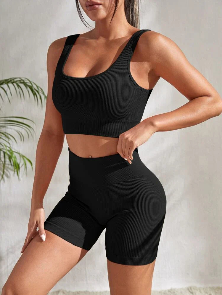 Zweiteiliges Damen Fitness-Set mit Shorts & Sport-Top – Sienna