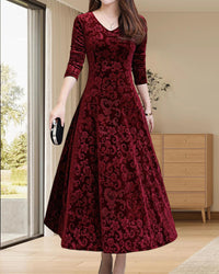Midikleid mit A-Linie & V-Ausschnitt – Amara