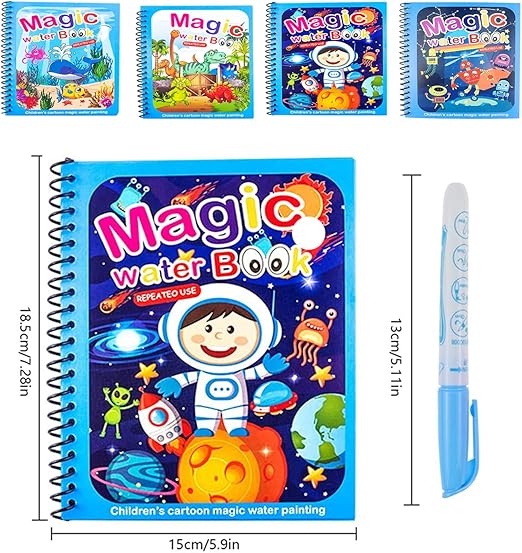 Set von 4 Wiederverwendbaren Wasserfarbenbüchern – AquaColor Bücher