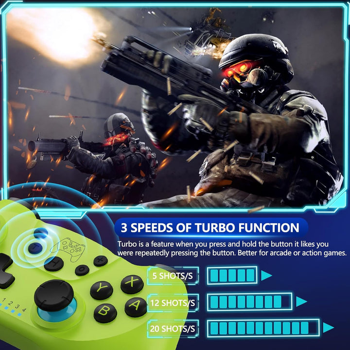 Wireless Switch Controller mit Hall-Effekt Joysticks und Turbo-Funktion – Nexora