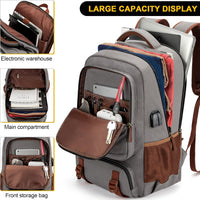 Anti-Diebstahl Canvas Laptop- und Reiserucksack mit USB-Anschluss – Geeignet für Laptops bis 43,94 cm