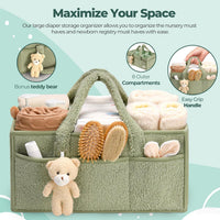 Baby Nappy Caddy Organizer – Plüsch Sherpa Aufbewahrungskorb mit Fächern – Elvoria