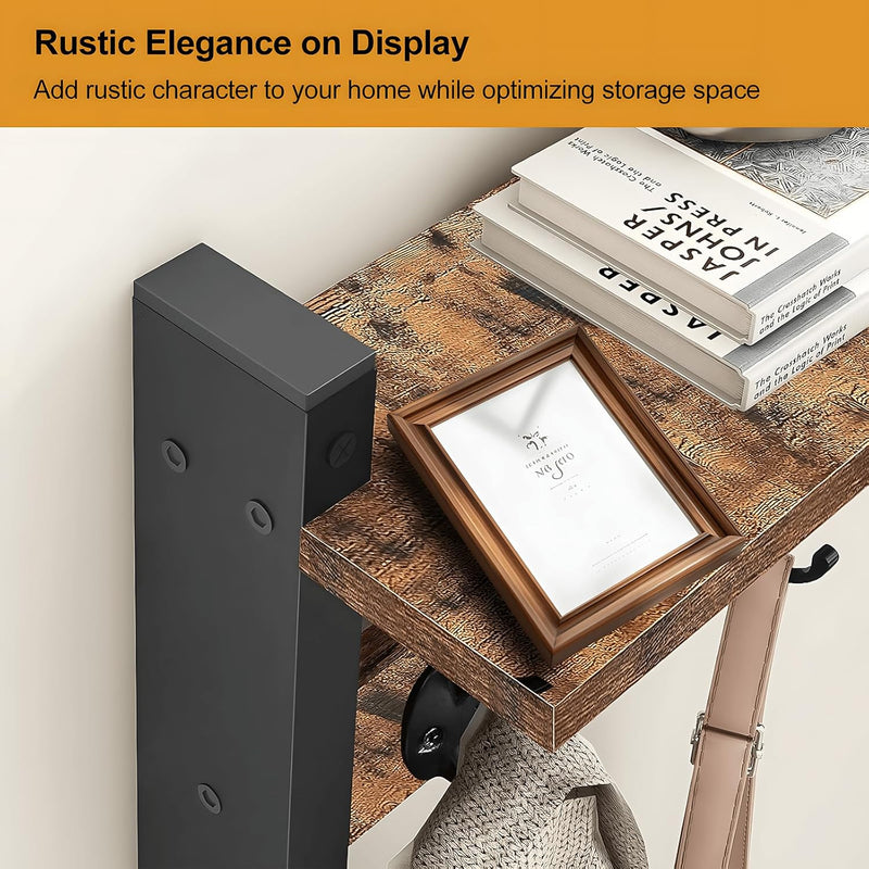 Wandgarderobe mit Regal und 5 Metallhaken – Ravora
