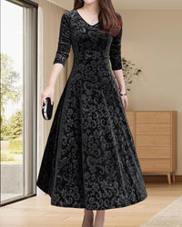 Midikleid mit A-Linie & V-Ausschnitt – Amara