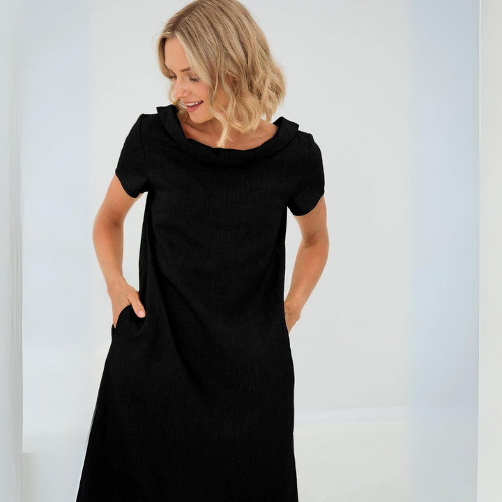 Leinen Sommerkleid mit Midi-Länge – Fenna