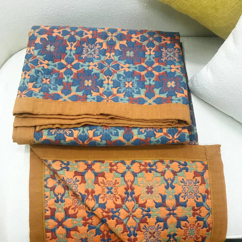 Baumwoll-Quilt mit blauem Muster – Florencia