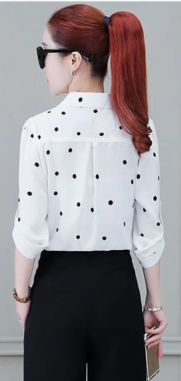 Stilvolle Damen Chiffon Bluse mit Knöpfen & Umschlagkragen – Fenya