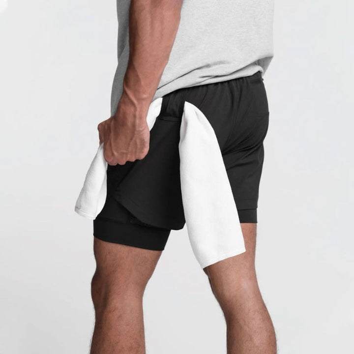 2-in-1 Herren Sportshorts atmungsaktiv mit Innenshorts Training - Noah