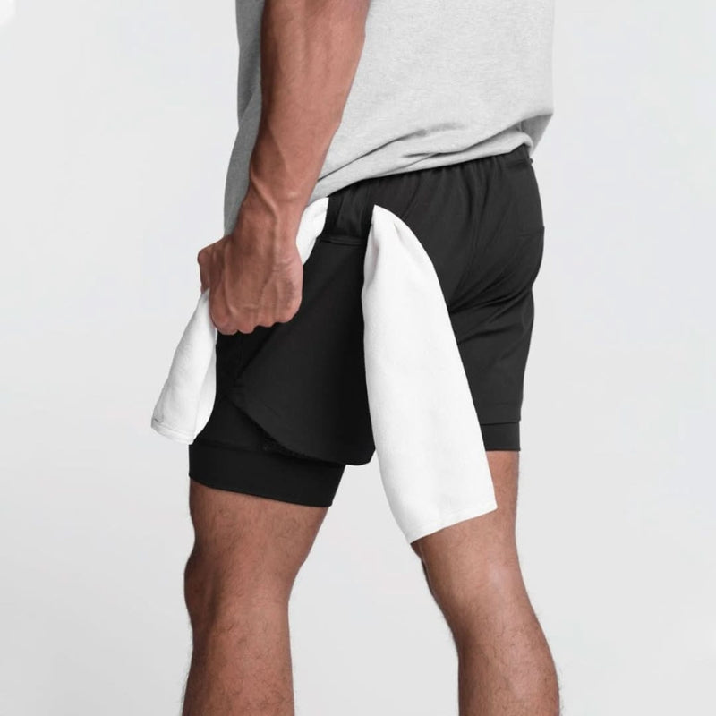2-in-1 Herren Sportshorts atmungsaktiv mit Innenshorts Training - Noah