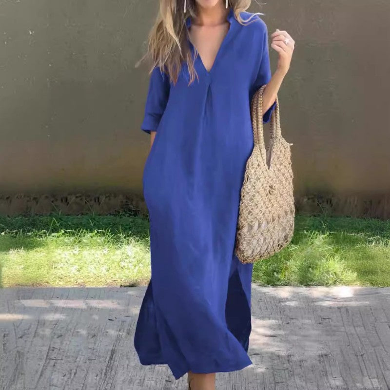Sommerkleid mit V-Ausschnitt und Schlitzen – Soraya