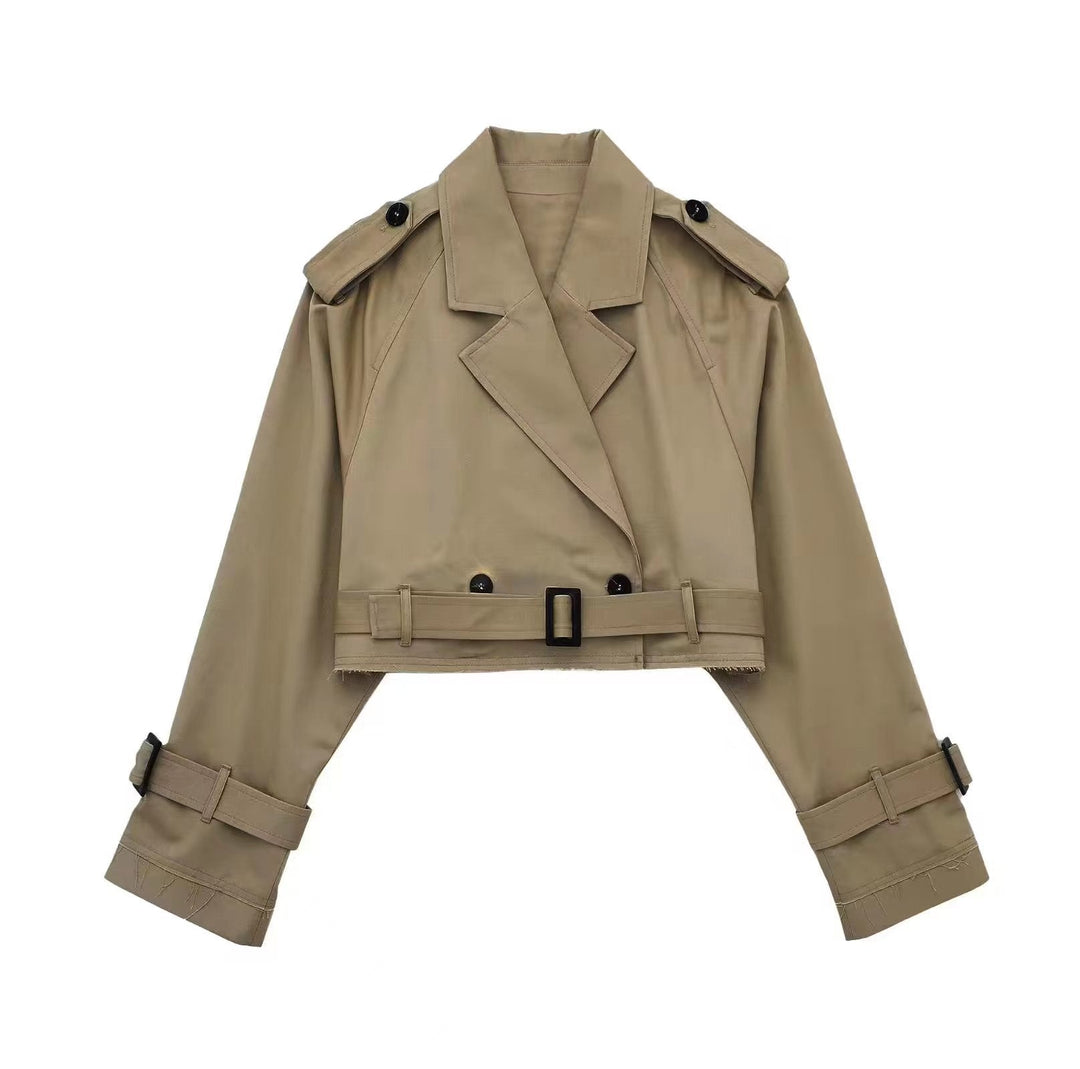 Trendy Short Women's Trench Coat with Belt – Amelie