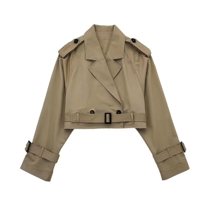 Trendy Short Women's Trench Coat with Belt – Amelie