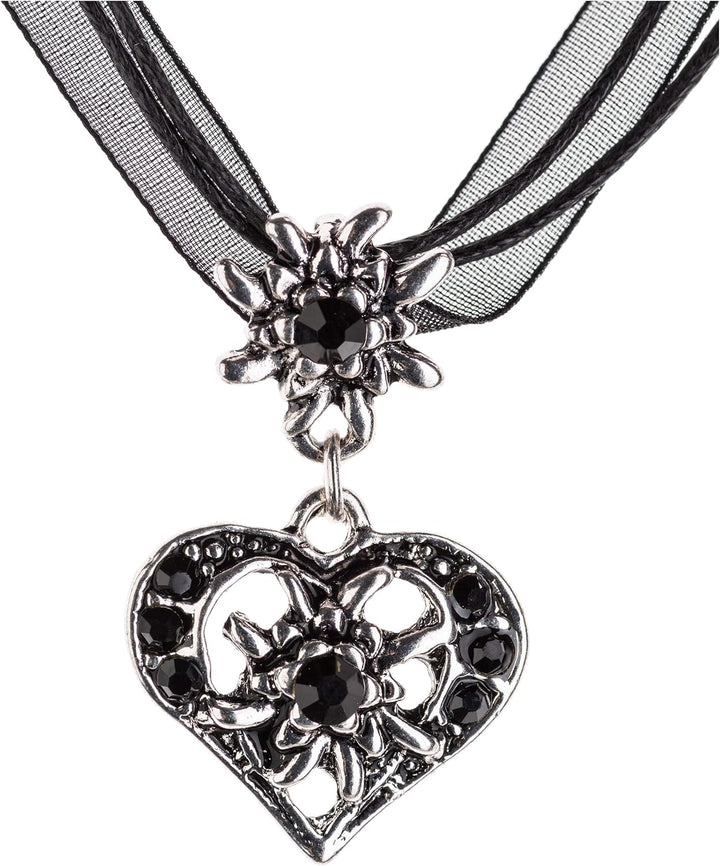 Edelweiß Herzcollier mit Strass – WiesnNacht Oktoberfest 2025