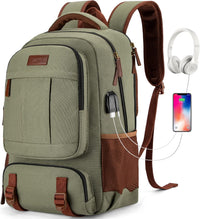 Anti-Diebstahl Canvas Laptop- und Reiserucksack mit USB-Anschluss – Geeignet für Laptops bis 43,94 cm