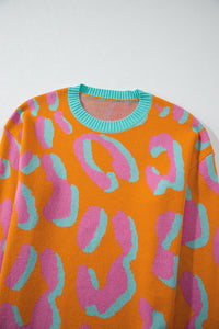 Damenpullover mit Colorblock-Leopardenmuster und Rundhalsausschnitt – Liora
