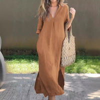 Sommerkleid mit V-Ausschnitt und Schlitzen – Soraya
