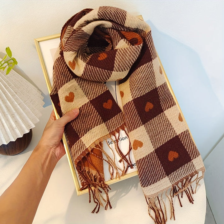 Karierter Damen Schal aus Polyester für Herbst & Winter – Aurelie