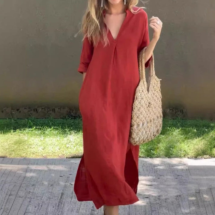 Sommerkleid mit V-Ausschnitt und Schlitzen – Soraya