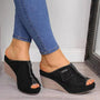 Damen Denim-Sandalen mit Keilabsatz – Elisabetta
