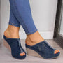 Damen Denim-Sandalen mit Keilabsatz – Elisabetta
