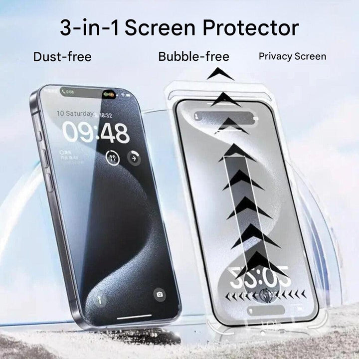 3-in-1 iPhone Bildschirmschutz - iShield Datenschutz