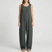 Ärmelloser Jumpsuit Mit Kapuze Und Knopfleiste - Priscilla